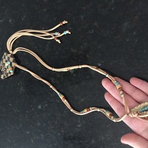 NWT Suede Necklace w/ Feather Pendant & Earrings